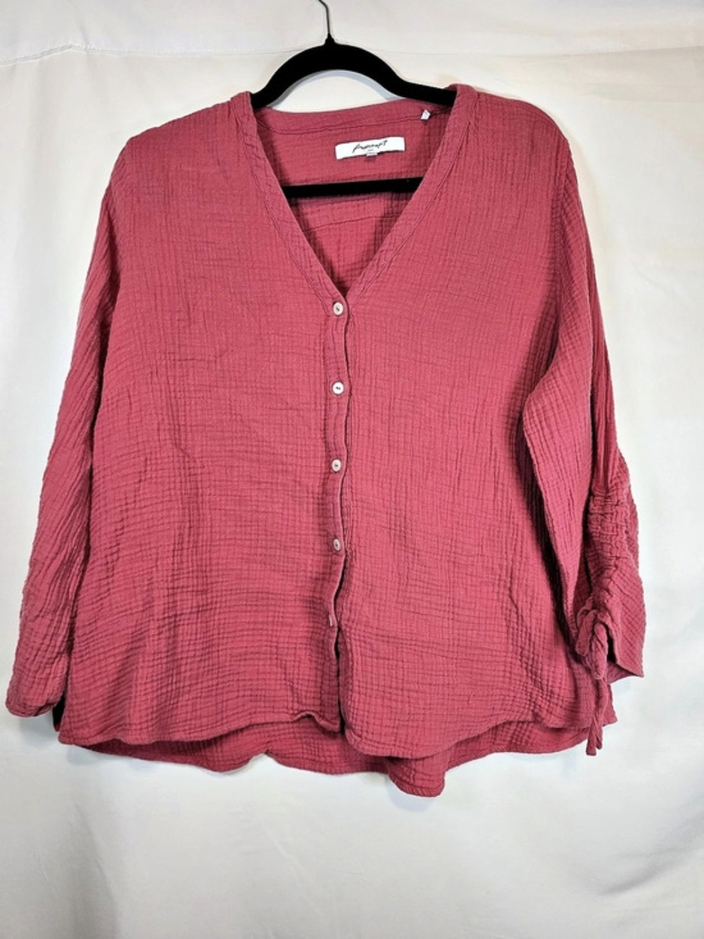 Foxcroft Cotton Button-Front Blouse in Pink Size XL